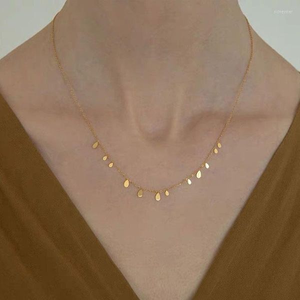 Chaînes Teardrop Charm Collier En Acier Inoxydable Dangling Gold Tone Minimaliste Simple Chaîne CollierChains Sidn22