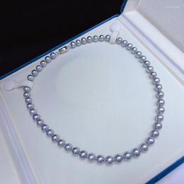 Cadenas Temperamento 8-9mm Plata Gris Collar de perlas Agua de mar japonesa Akoya para joyería
