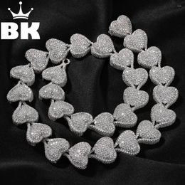 Chaînes The Bling King Full Cross Love Heart Charm Chain Collier pour femmes Micro Pavé 5A Zircon Cubique Mode Mignon Bijoux Cadeau Ami