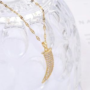 Chaînes La Version Coréenne Plaqué Or Véritable 18K Clavicule Collier Zircon Micro-incrusté En Forme De Dent Chaîne Latérale Accessoires St