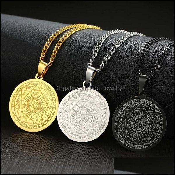 Chaînes Le sceau des sept archanges par Asterion Solomon Kabh Amet Pendentif Collier en acier inoxydable Bijoux masculins Cadeau Drop Livraison N Dhadw