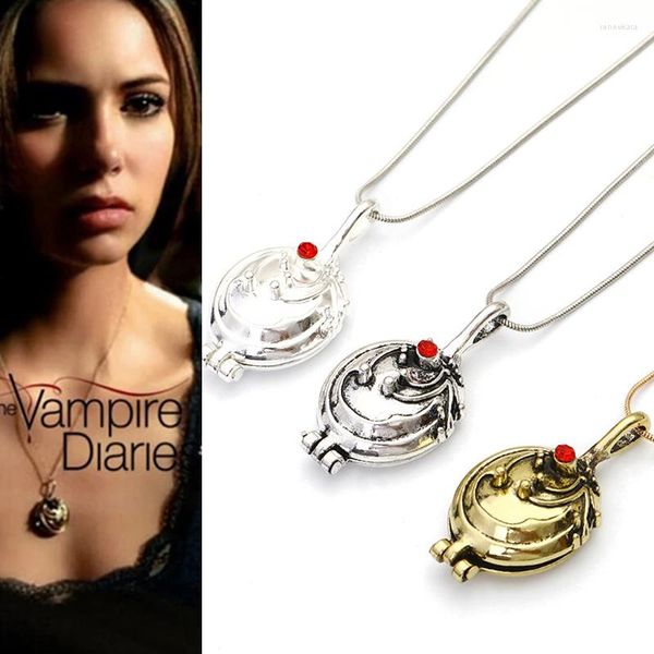 Cadenas The Vampire Diaries collar Elena Gilbert moda Vervain Verbena colgante Po Locket Chocker joyería mujer chica para Cosplay