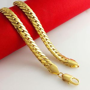 Chaînes épaisses bijoux pour hommes collier à chevrons rempli d'or jaune 24