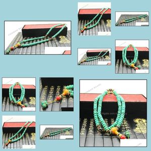 Ketens Tibetaanse stijl sieraden sier en turquoise ketting of armband gebed mala kralen cadeau voor mannen druppel levering kettingen pend dhuva