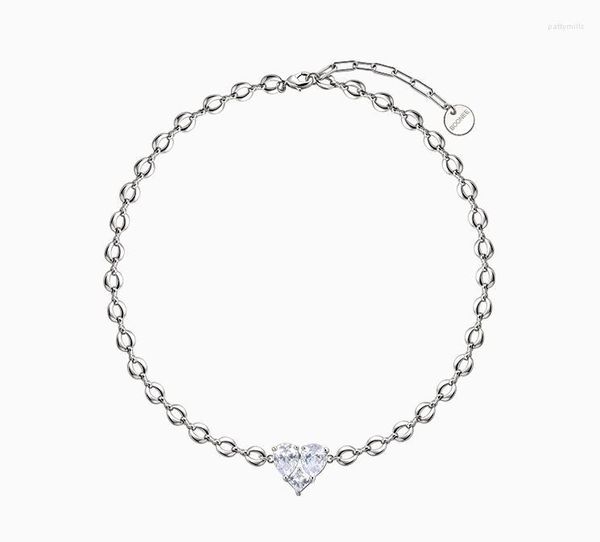 Chaines Timeless Wonder Fancy Zirconia Heart Choker Collier pour femmes Designer Bijoux Fashion Tendy Gift Korean Party Top 4352