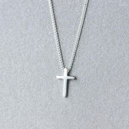 Kettingen (Tinny Cross) echt. 925 Sterling Silver Polished Cross Religion Pendant ketting Kruisjexief Charms Sieraden GTLX1255