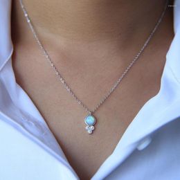 Cadenas Tiny Long Cross Chain Necklace Oval 925 Sterling Silver Filled Opal Collares Colgantes Moda Joyería de lujo Regalo