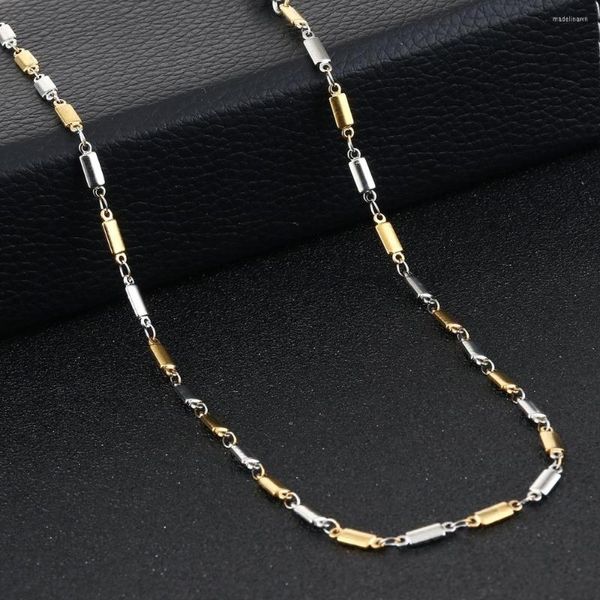 Chaînes Minuscule métal plat bâton chaîne colliers en acier inoxydable bijoux pour femmes filles lien Kolye cou Collares Colar MN261