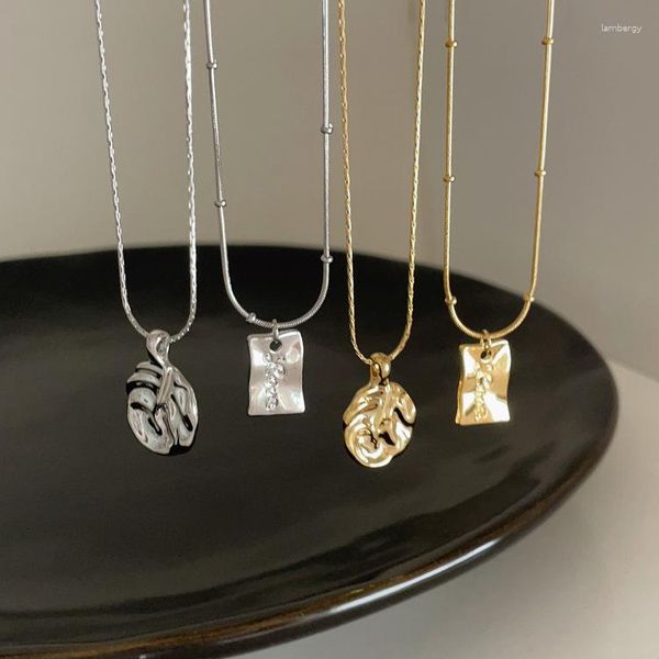 Chaînes TIOWIOS 2023 collier pendentif en métal irrégulier pour les femmes en corée du sud Vintage personnalité minimaliste cou chaîne collier