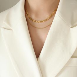 Chaînes Tiowios 2023 Métal épais mince double couche collier brut clavicule cou chaîne titane acier bijoux de fête de mariage pour les femmes
