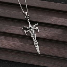 Chaines Titanium Alloy Western rétro Sword Skull Pulllaon Collier Halloween Accessoires Party