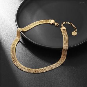 Chaînes titane acier tissé large chaîne colliers texturé maille tour de cou pour femmes Nex fête collier collier 2023 à la mode