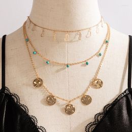 Ketens ToConaboheman Moon Star Pendant ketting voor vrouwen Charms Pearl Stone Letter Multi-Layer Tassel Chain Coker Jewelry Collar17450