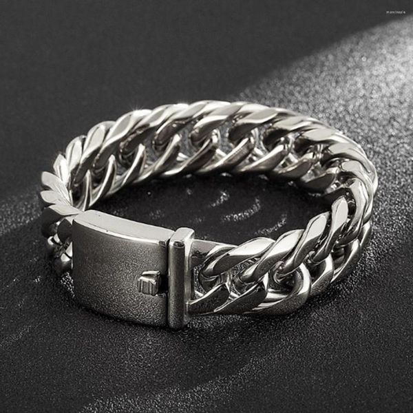 Cadenas de grado superior para hombre, Color plata/oro, acero inoxidable, pulsera de cadena cubana, pulsera fuerte y pesada para hombre, pulseras de Miami, regalo de joyería