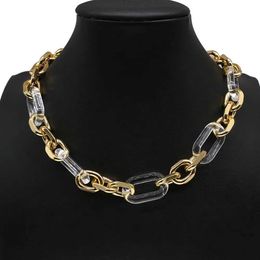 Ketens transparant nieuw ontwerp twist legering acryl choker punk chunky Cubaanse dikke ketting ketting voor vrouwen mannelijke ketting sieraden d240509