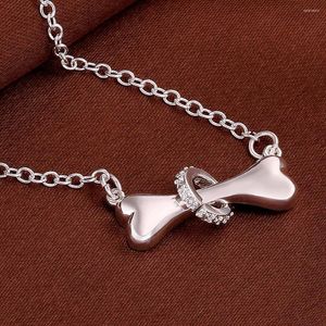 Chaînes tendance 925 estampillé argent fin cristal chien os pendentif colliers pour femme charme mode fête bijoux cadeaux de noël