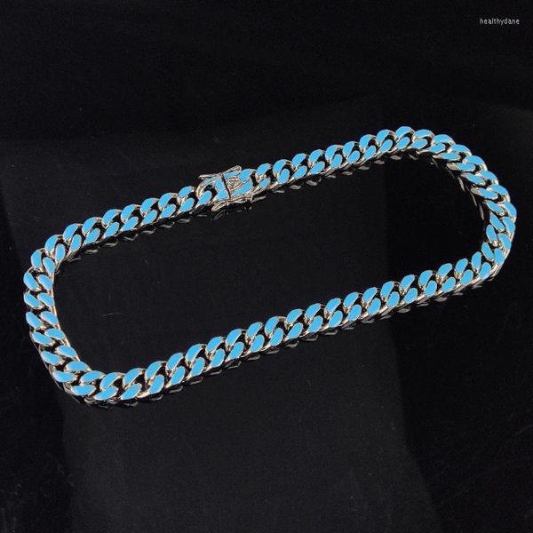 Chaînes Tendance Européenne Et Américaine Couleur Époxy Chaîne Cubaine Collier Pour Hommes Hip-Hop Mode Femmes 12mm JewelryChains Heal22