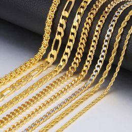 Chaînes Trendsmax Gold Collier pour hommes Femmes Figaro Corde Cubain Lien Chaîne Collier Mâle Mode Cadeau Bijoux Hip Hop 18-24 "GNN2