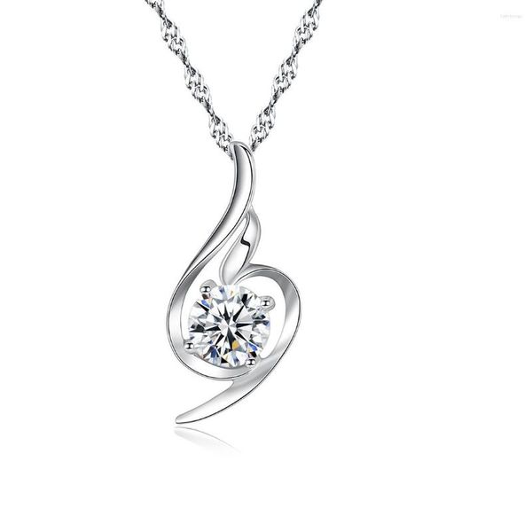 Chaînes à la mode 925 en argent Sterling Zircon colliers ras du cou Simple brillant diamant CZ pendentifs pour femmes bijoux fins