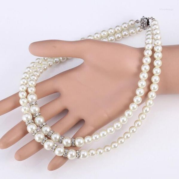 Chaînes Tendance Belle Mariée Bijoux Clair Strass 8-mm Perles Perles Collier Collier 18