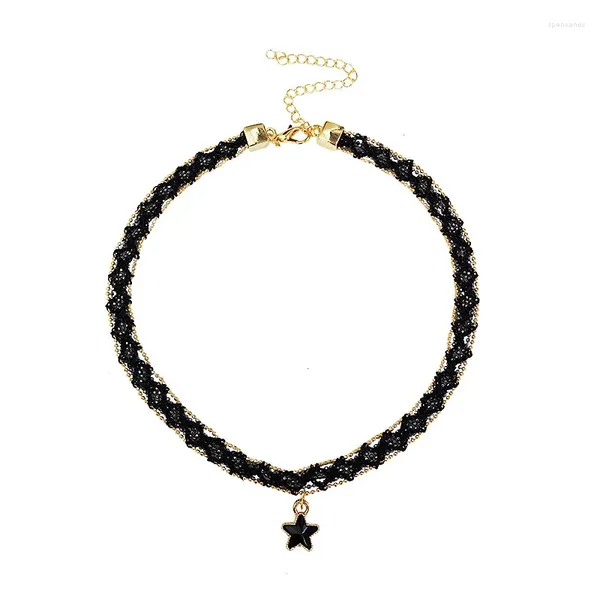 Chaînes Trendy Bref Black Star Pendentif Collier Chaîne Pour Femmes Accessoires Bijoux De Mode