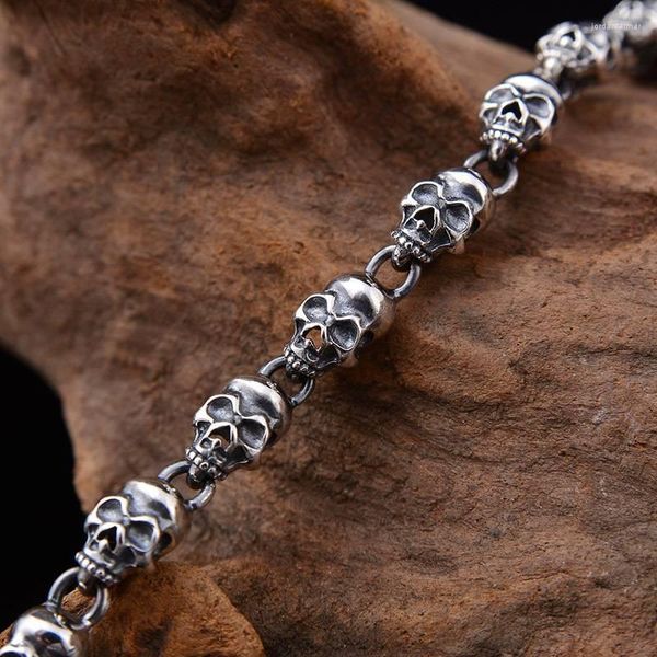 Chaînes à la mode mâle S925 en argent Sterling Punk crâne Chockers chaîne collier pour hommes Hip Hop fête Vintage gothique bijoux accessoires