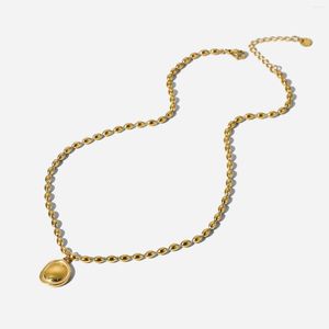 Chaines TRENDY ACIER INOXDUBLE EN ACIER IMPLIFIQUE JIANER PVD 14K Collier pendentif à charme à haricot plat Gold Plat Plat For