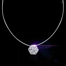 Chaînes à la mode bijoux d'été 925 en argent sterling CZ forme carrée pendentif collier mode moderne femmes cadeau