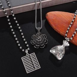 Chaînes Tendy Tibetan Silver Bijoux Népal Népal Lotus Abacus Pendant Collier de la chaîne Perle Style