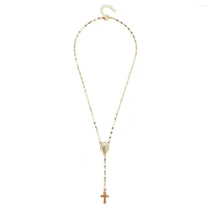 Chaînes Tricolor Cross Virgin Collier Bijoux Mode Pendentif pour les femmes