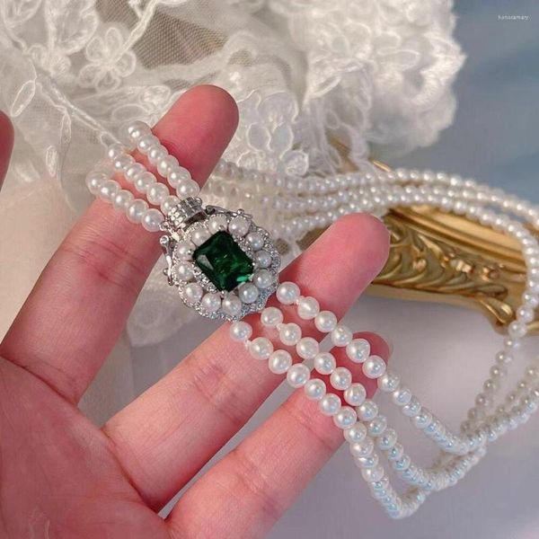 Chaînes Triple brins 4-5mm collier de perles blanches de la mer du Sud 18 