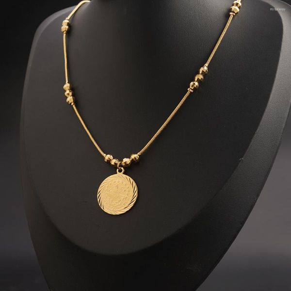 Cadenas Moneda turca Chapado en oro Colgante Collar Cadena de mujer Joyería linda para mujer Accesorios Moda