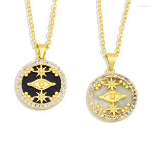 Ketens Turkse oog opaal ketting zwart cz zirconia sieraden geschenken gouden kleur geluk kwaadaardige hanger lange collier pierre femme