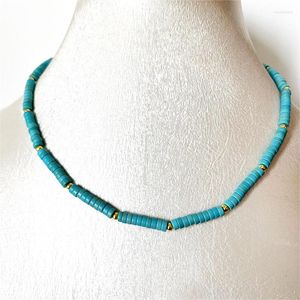 Chaînes Turquoise Perles Collier De Pierres Précieuses Couleur Or Métal Pierre Chaîne Chocker Mère Fille Surfeur Plage Bohème Protection Santé