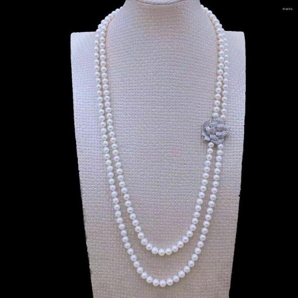 Chaînes Deux Brins 8-9mm Collier de Perles Blanches de la Mer du Sud 22