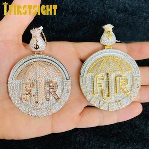 Chaînes Deux Tons Couleur CZ Lettre Forever Rich Pendentif Collier Glacé Bling Cubique Zircone Parapluie Argent Charme Hommes Hip Hop Bijoux