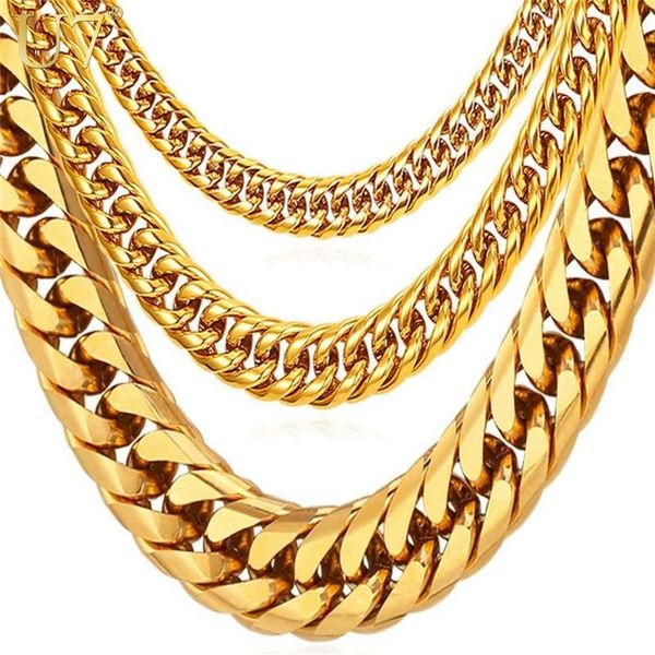 Chaînes U7 Colliers pour hommes Miami Cuban Link Gold Chain Hip Hop Bijoux Long épais en acier inoxydable Big Chunky Collier Cadeau N453287s