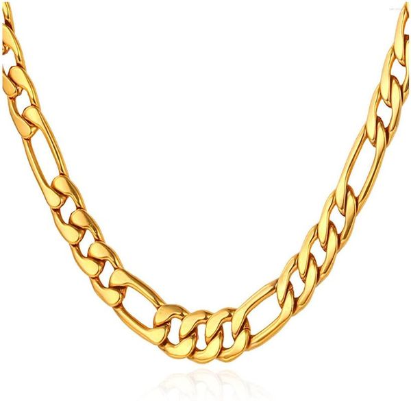 Chaînes U7 Acier Inoxydable Chaîne Figaro Largeur 5mm 20 Pouces Collier De Lien De Style Italien Pour Hommes Et Femmes