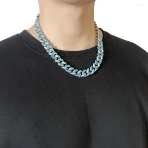 Kettingen ULJ 12mm Kleurrijke Cubaanse Ketting Voor Mannen Iced Out heren Miami 18k Echt Vergulde Afwerking choker Hip Hop Ketting Sieraden