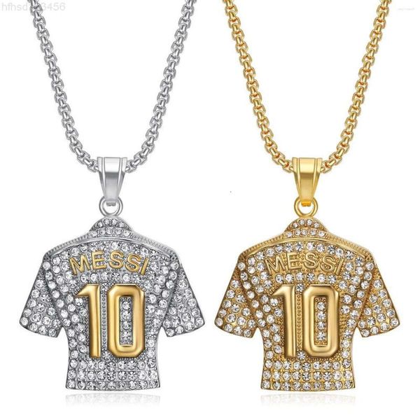 Chaines ULJ 316l en acier inoxydable Iced Out Football Super Star Jersey Pendant Collier pour homme Bijoux Woman