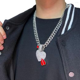 Cadenas ULJ Diamante completo Una flecha a través del colgante de 3 corazón Hip Hop Hop Man Woman Accesorios Collar Joyería
