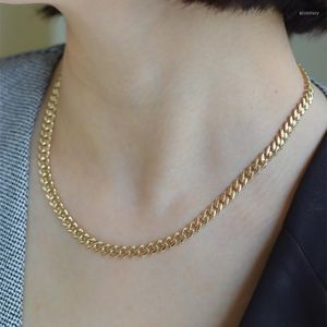 Chaînes UNICE Simple Colliers Réel 18K Solide Jaune Or Bijoux AU750 Pour Femmes Cubain Large Lien Chaîne Collier De Mode Dame Cadeau