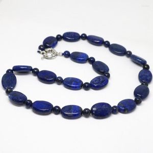 Chaînes Design unique bleu Lapis Lazuli 13 18mm perles ovales 6mm accessoires d'espacement haute qualité femmes collier à faire soi-même 18 pouces B1449