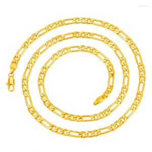 Ketens unisex ketting 4 mm 20-30 inch gouden kleur figaro cuban link ketting kettingen voor vrouwelijke/mannelijke trendy verjaardag sieraden cadeau