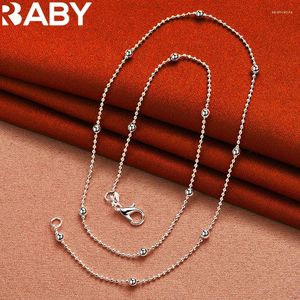 Chaînes Urbaby 925 Sterling Silver Petites perles lisses Collier de chaîne pour femme Mariage Engagement Party Bijoux Cadeau