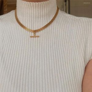 Kettingen USENSET Goud Kleur Roestvrij Stalen Choker Ketting INS Wind Punk Hip Hop T Stick Hanger Horlogeband Stijl Kraag ketting