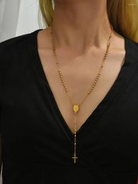 Chaînes Usenset Long élégant en acier inoxydable collier de goutte attrayant chaîne de corps plaqué or pour les femmes cadeau étanche