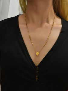 Chaînes Usenset Long élégant en acier inoxydable collier de goutte attrayant chaîne de corps plaqué or pour les femmes cadeau étanche