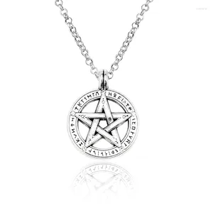 Chaines Viking Nordic Rune Pentacle Collier Fomen Men Men Alloy Witch Pentagram Supernatural Pagan Chain Bijoux