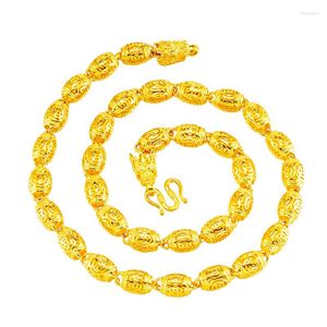 Chaînes Vintage 24K Gold Color Chain Colliers ras du cou pour hommes Olive Barrel Perle Collier Bijoux Double Dragon Head Femmes